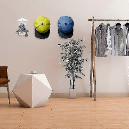 10 Pcs Baseball Cap Wall Organiser with Hooks, Space Saving Hat Hanger, Black 1