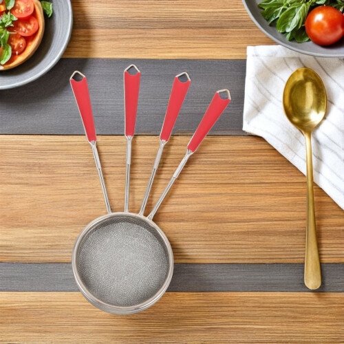 4Pièces Cuillères Passoires Acier Argent Multi Usage Cuisine 2