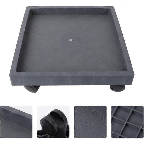 Square tray with wheels for heavy flower pots gray 2