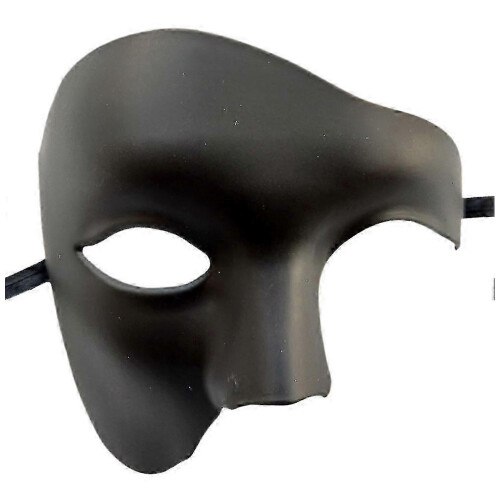 Masquerade Mask One Eye Half Face Costume, Matte Black Phantom 1
