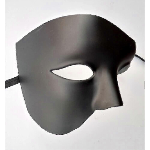 Masquerade Mask One Eye Half Face Costume, Matte Black Phantom 2