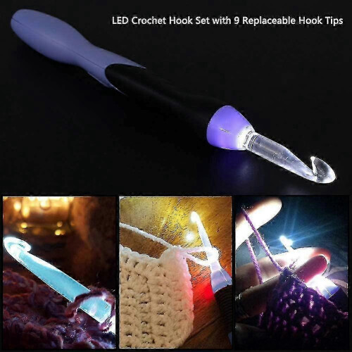 Sewing tools set with LED crochet needles and 9 interchangeable heads 1