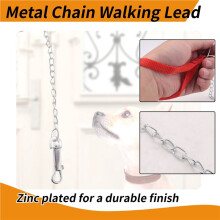 1.6m Heavy Duty Metal Chain Dog Puppy Walking Lead Leash Clip Red Handle