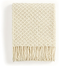 (Ivory, 127.0*152.4cm) Boho Blanket with Tassels, Cozy Soft Throw for Home Decor, Summer Lightweight Blanket for Father's Day Gift