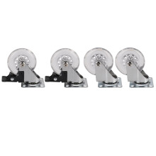 4 x Heavy Duty 75mm Swivel Castor Wheels Trolley Furniture Caster with Brakes - Load Capacity 100kg Per Wheel (Set of 2 x Swivel & 2 x Braked)