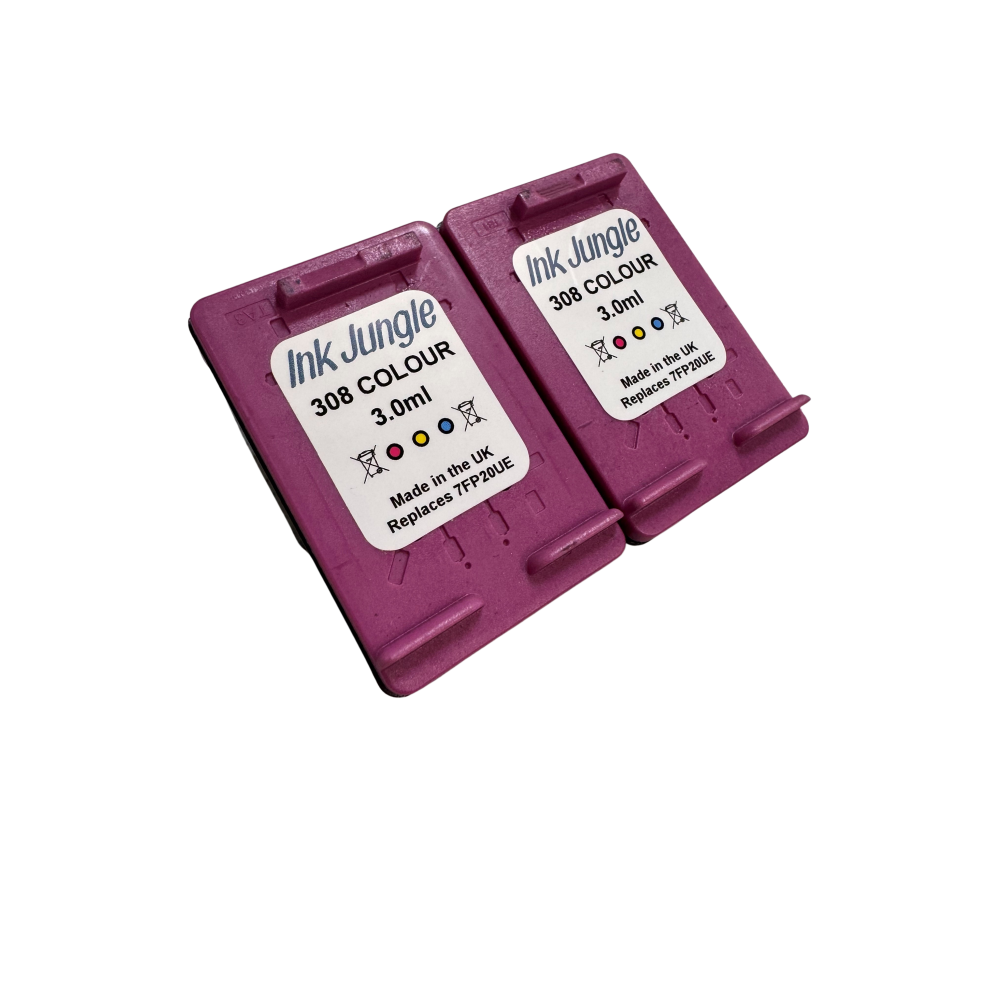 2X Ink Jungle 308 Colour Refilled Ink Cartridges - Replaces Hp 308 Colour Multicoloured 5063639066514