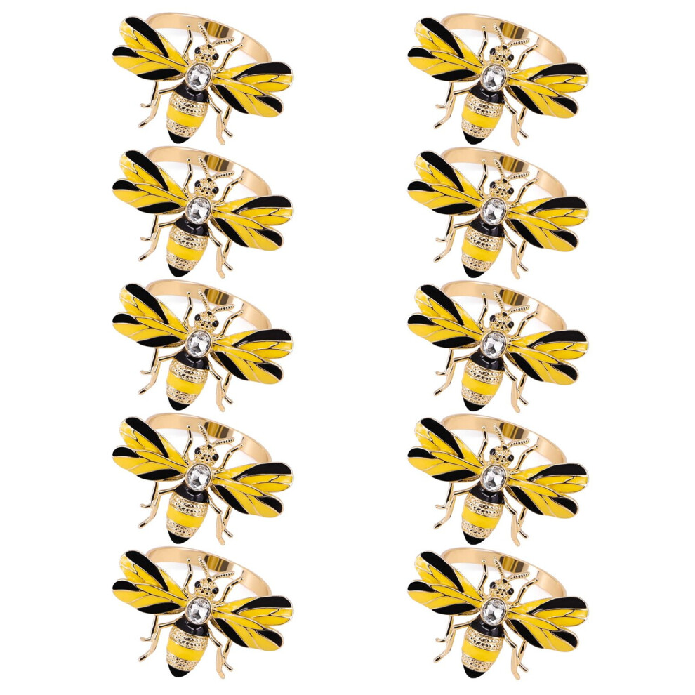 Set Of 10 Bee Napkin Buckle Napkin Ring Alloy Insect Diamond Buckle Paper Towels Napkin Holder 4713091456910