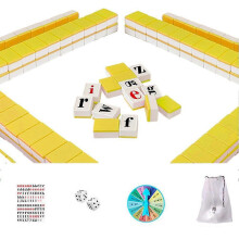 (Yellow) Alphabet Mahjong Tile Game Set 108 Tiles for Vocabulary Learning Gift