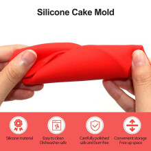 Silicone Cake Molds 4 Inch Round Baking Pan Non-Stick Silicone Baking Mold Bakeware Pan Reusable Red, Set of 6