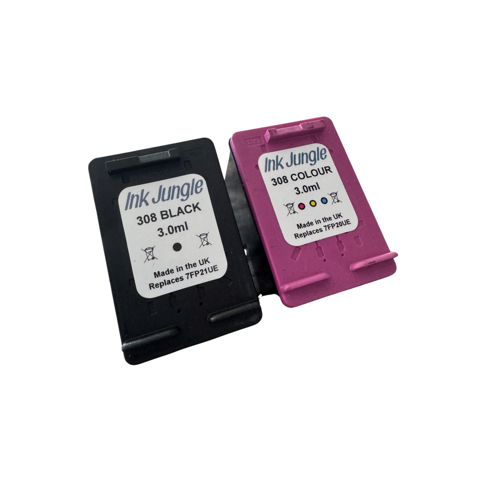 Ink Jungle 308 Black & Colour Refilled Ink Cartridge - Replaces Hp 308 Black & Colour Multicoloured 5063639066477
