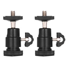 [2 Pack] With Hot Shoe Mount Adapter 360 Degree 1/4 Inch Small  Heads  Swivel Micro-Ballhead For Dslr