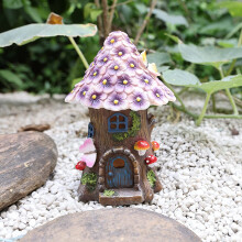 Feeëntuinhuis Zonne-Tuinbeelden Sculptuur Miniatuurfiguur Boomhutdecoratie Gazon Tuinornamenten Decoratie