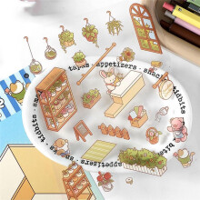 4 Sets DIY 3D-Huisstickers, Schattige Cartoonscènestickers, Leuke DIY-Stickerscène Maak Je Eigen Supermarkt