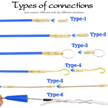 30 Feet Fiberglass Fish Tape Cable Rods,Electrical Wire Running Push/Pull Kit with Hook and Hole Kit in Transparent Tube