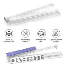 4pcs Mahjong Rack with Pushers, Acrylic Mahjong Racks with Built-in Pushers & Rotating Bases