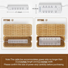 Caja Organizadora para Cables, Caja Organizadora para Ocultar Cables de Ratán Sintético Tejido A Mano con Tapa, Caja Organizadora para Cables con 2