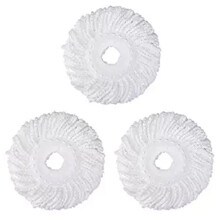 3 Replacement Mop Micro- Refill for 360 Spin Magic Mop-Microfiber Replacement Mop -Round Shape Standard Size (White-3 Pack)
