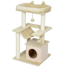 Arbre à chat avec perchoir et hamac, couleur crème