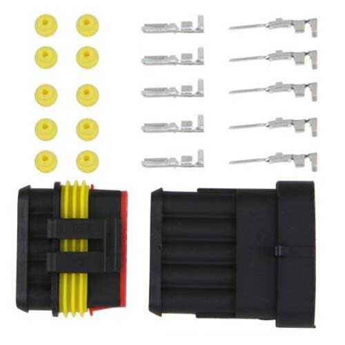 5 Kit 5 Pin Impermeable Electrico Cable Conector Sellado