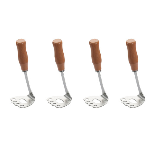 4Stk Handlicher Kartoffelstampfer Mit Langlebigem Holzgriff 2