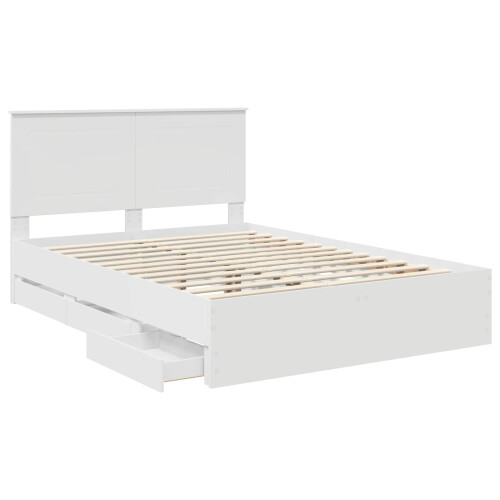 VidaXL vidaXL Bed Frame with Drawer White 150 x 200 cm Engineer Wood 2