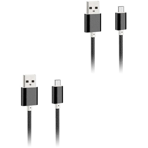 2Stk Schwarz Micro USB Ladekabel Nylon Geflochten Hohe Ladeleistung 1