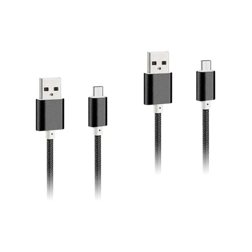 2Stk Schwarz Micro USB Ladekabel Nylon Geflochten Hohe Ladeleistung 2