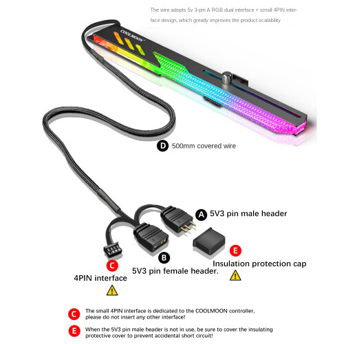 COOLMOON GT8  Card Bracket ARGB Computer Shenguang Synchronous Horizontal Chassis Decoration Fixed GPU Support Bracket 1