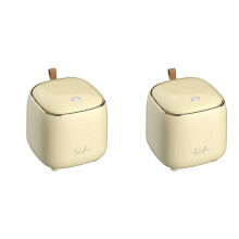 2X Countertop Trash Can , Waste Can with Press Type Lid, 0.5 Gallon/1.5 Liter Creamy Yellow