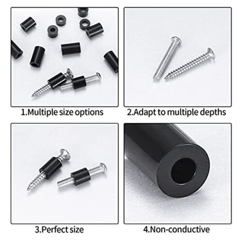 640 Pcs Electrical Outlet Screws Spacers, Black Nylon Round Spacer Assortment Kit, Plastic Spacers Without Threaded