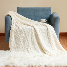 (Beige, 130*170cm (including tassels)) 1pc of Vertical Striped Diamond Blanket for All Seasons, a Shawl for Napping in The Office