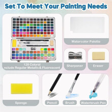 Watercolor Paint Set, 128 Colors Paint with Water Brush Pens and Drawing Pencil - Perfect for Painting, Drawing