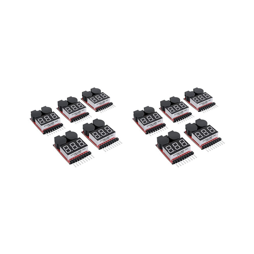 10Pc 2 In1 1-8S Lipo Battery Voltage Tester, Rc Low Voltage Buzzer Alarm, Battery Monitor Checker Tester For Lipo/Li-Ion 6033930459994