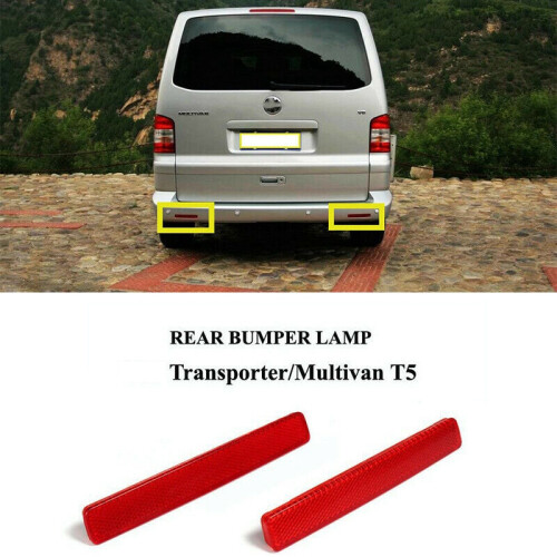 2X Red Lens Rear Bumper Reflective  Warning Light Reflector for Transporter T5 2003-2009 1