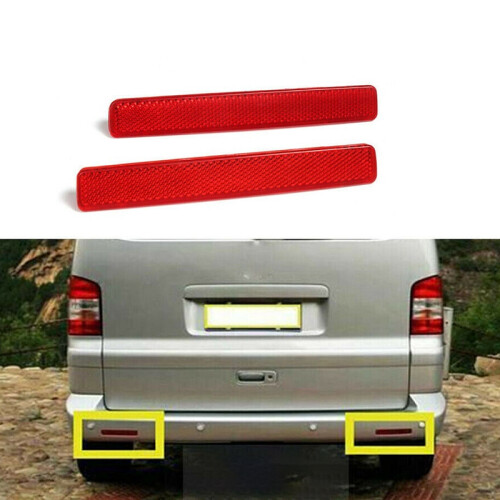 2X Red Lens Rear Bumper Reflective  Warning Light Reflector for Transporter T5 2003-2009 2