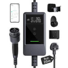 dé EV Charger 3 Pin Plug 20m with App, 3kW 6-13A Granny Charger with