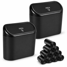 EnthuLove 2 Packs mini Car Trash Can Bin with Lid and 150pcs trash