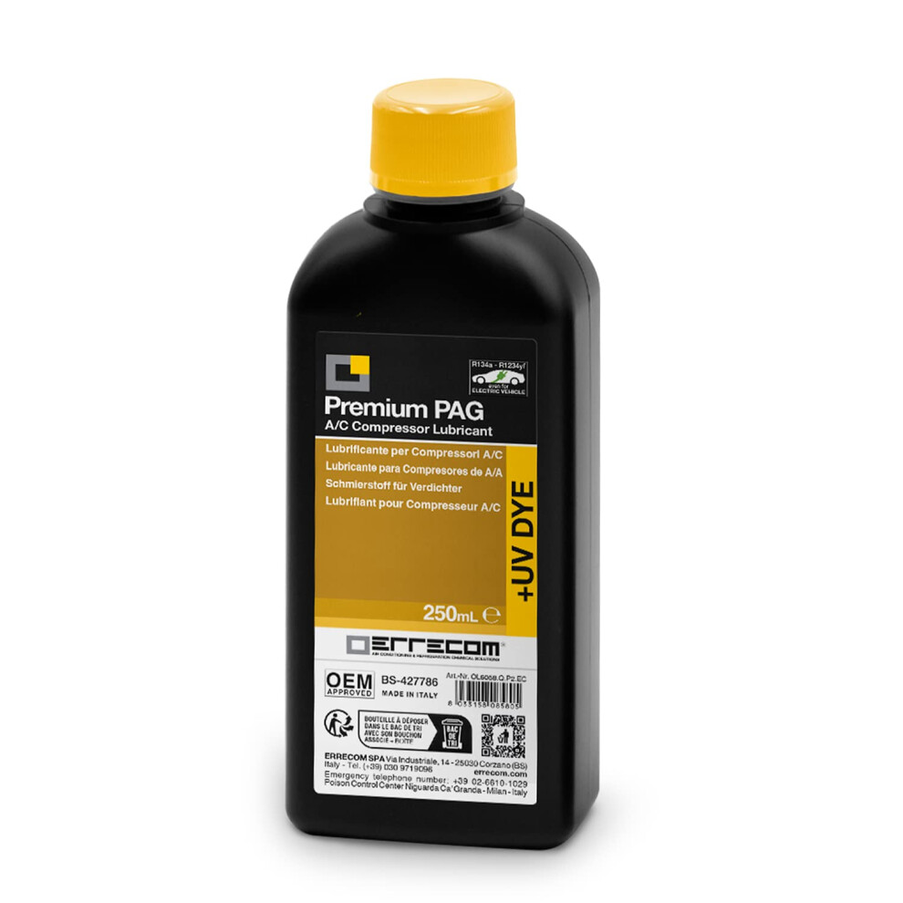 Errecom Pag Universal + Uv Dye - 250 Ml, Vehicle A/C Compressor Oil, 5009383457086