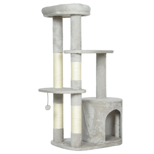 Arbre à chat pour chats de taille moyenne (moins de 6 kg), gris clair