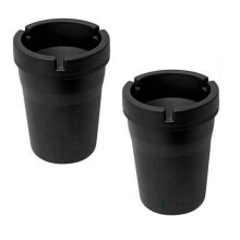 SWL Small Bucket Ashtray, Pack of 2 - Black Plastic, Ideal for