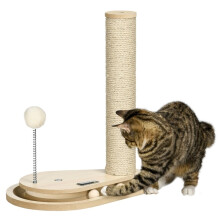 Kleine krabpaal voor kittens met ballenbaan, naturel
