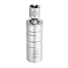 sourcing map 1pcs Spark Plug Socket Set 3/8" Drive 21mm Swivel Magnetic 12 Point Thin Wall Spark Plug Socket with 360 Degree Swivel CR-V Steel, Silve