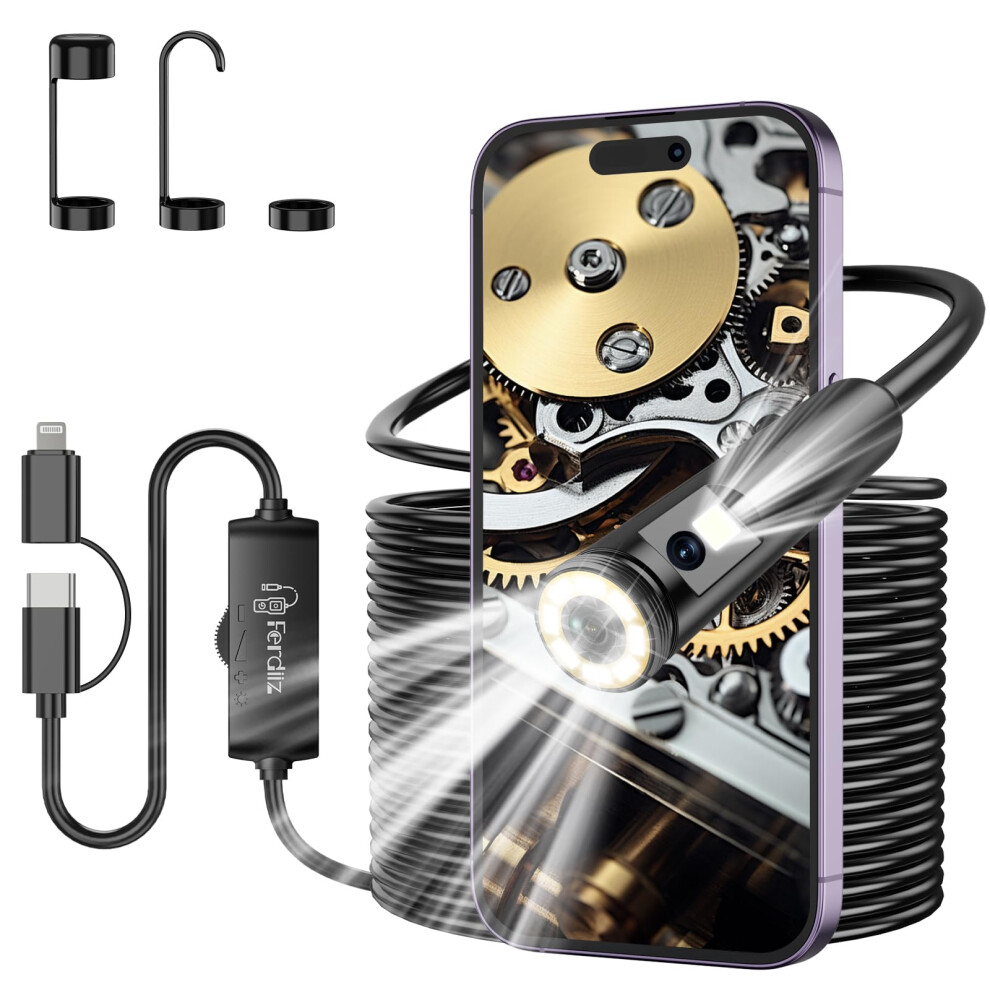 Dual-Lens Ferdiiz Endoscope Inspection Camera, 1920P Hd Borescope 5004920220819