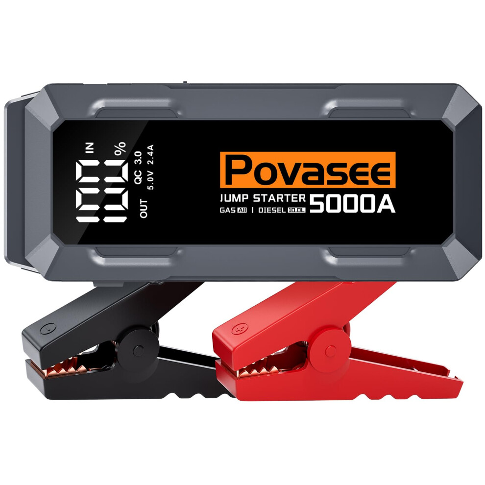 Povasee Jump Starter Power Pack, 5000A Car Battery Booster Jump 5009569000808
