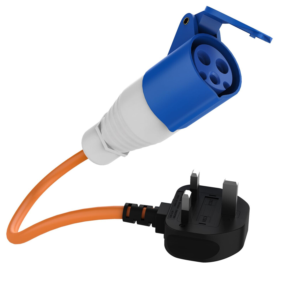 16Amp To 13Amp Adapter, 250V 3 Pin Plug Uk Camping Electric Hook Up 5009650086445