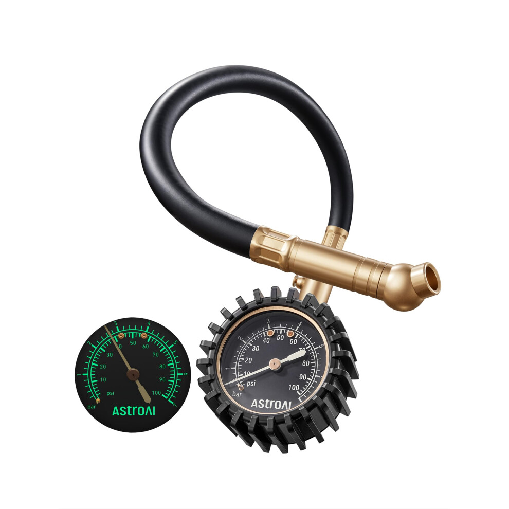 Astroai Heavy Duty Tyre Pressure Gauge, 100 Psi Certified Ansi B40.1 5007184930906