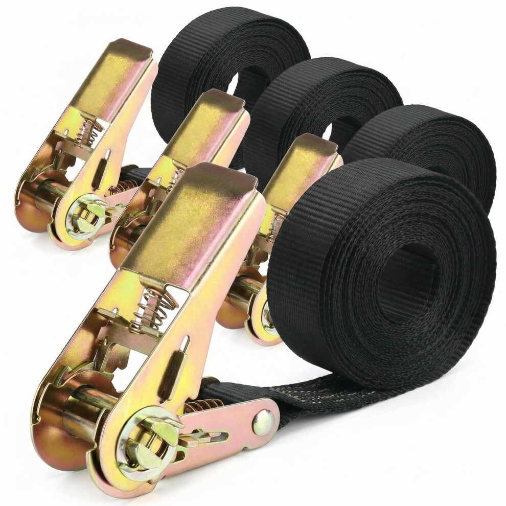 Qwork 4 Piece Ratchet Tie Down Straps, Heavy Duty Tensioning Straps, 5008525111565