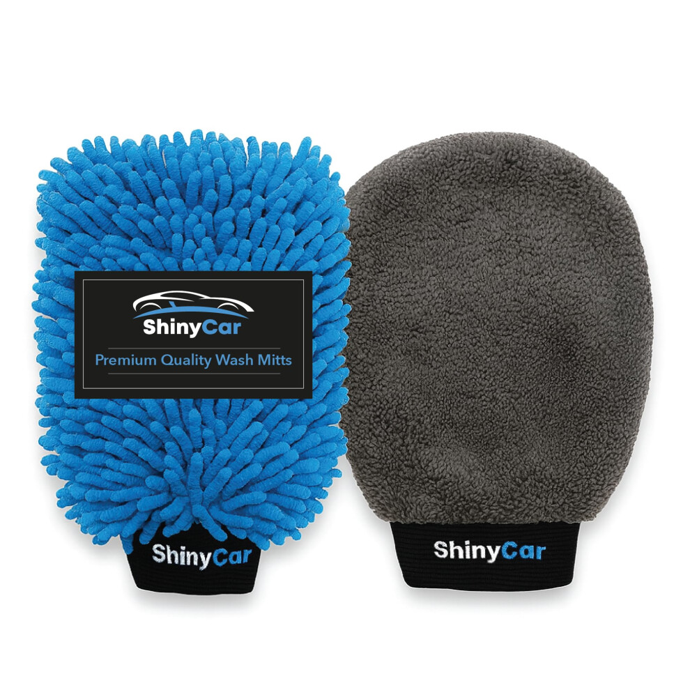 Shinycar Uk: 2X Microfibre Car Washing Mitts: Streak-Free Noodle 5006154325216