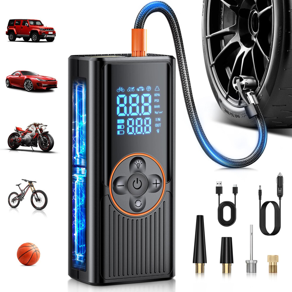 Tyre Inflator Air Compressor 8000Mah, 150Psi Rechargeable Car Tyre 5001537979864