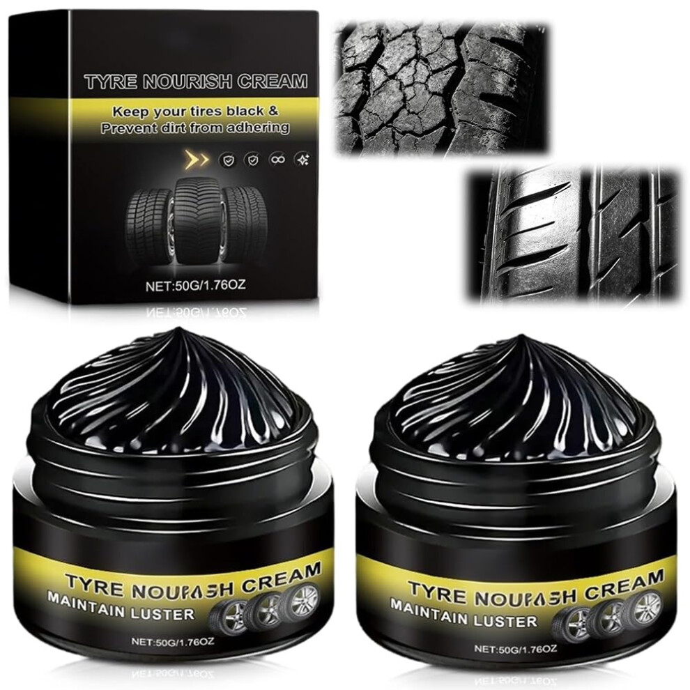 2Pcs Tyre Nourish Tire Care Wax & Polish Paste, High Gloss Cream 5008923854101